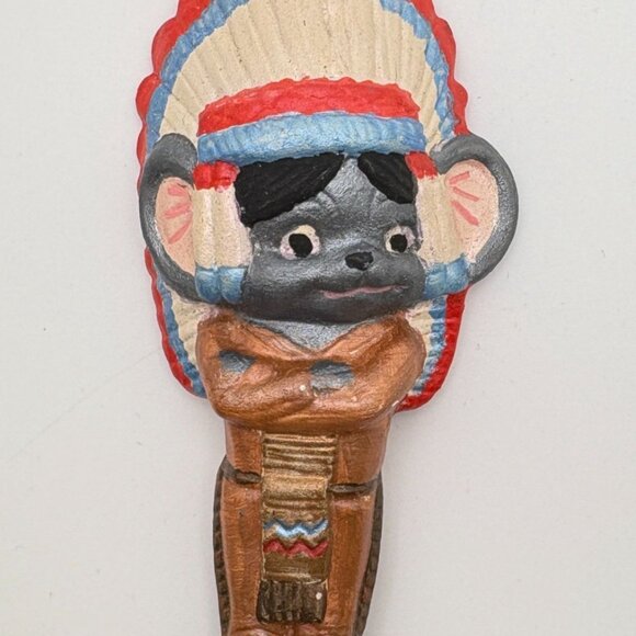 Vintage Mouse Indian Chief Christmas Tree Ornament Hand Painted Ceramic - Picture 6 of 6